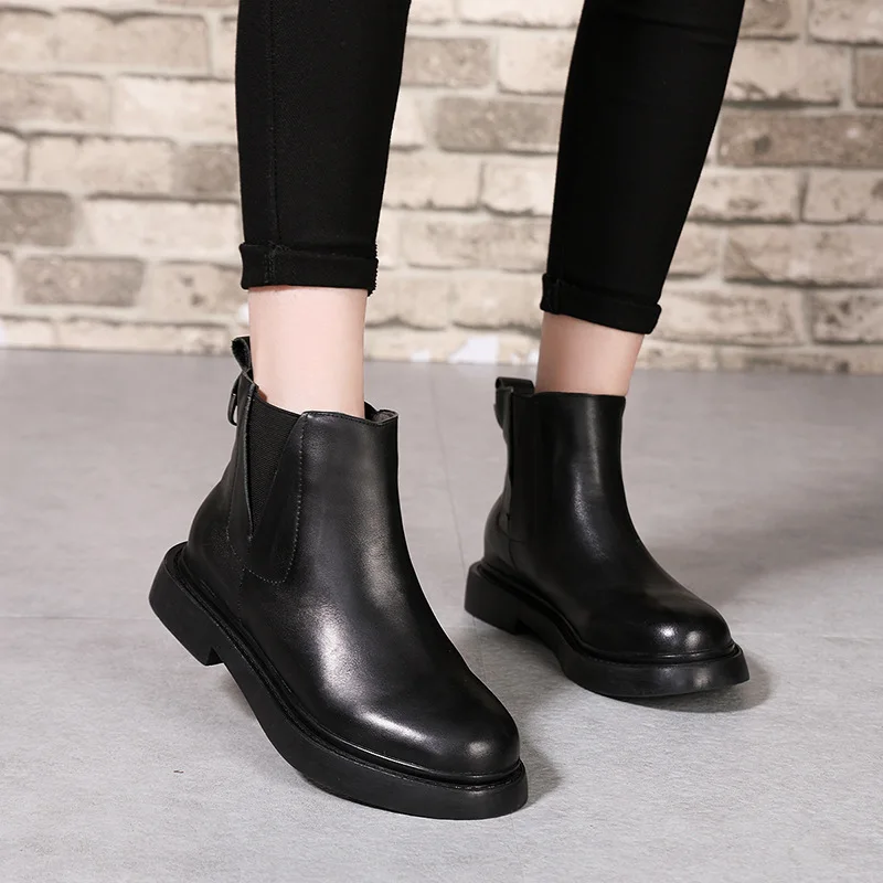 

SWONCO Black OL Shoes Women Winter Chelsea Boots Warm Fur 2019 Female Shoes Black Short Tub Snow Boots Ankle Ladies Booties