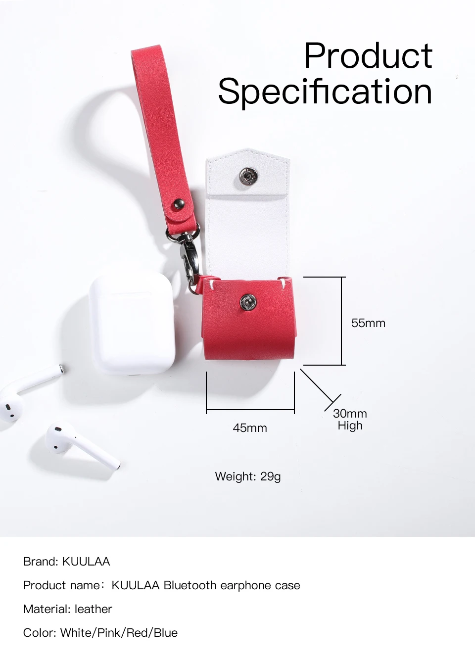 KUULAA роскошный беспроводной зарядный чехол для Аксессуары для airpods кожаный защитный чехол для Apple Airpod Air Pods Pod Coque Funda