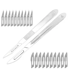 Lames de Scalpel en acier au carbone, numéro 11 23, kit d'outils de bricolage, antidérapant, 11 pièces