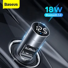Baseus fm transmissor adaptador de energia bluetooth para carro receptor 18w kit rádio mp3 player usb aux modulador fm sem fio