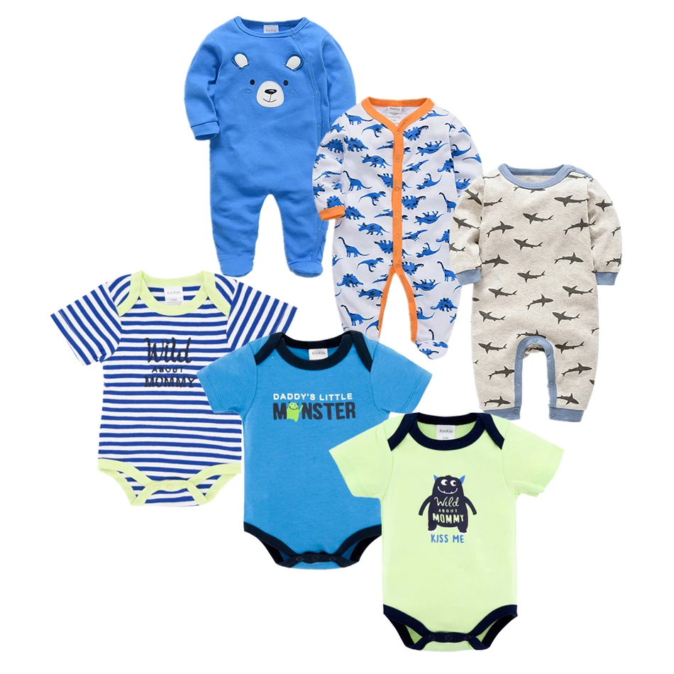 

Uniesx Newborn Baby Rompers Sets Clothing 6Pcs/Lot Infant Jumpsuits 100%Cotton Children Roupa De Bebe Girls&Boy Baby Clothes Set