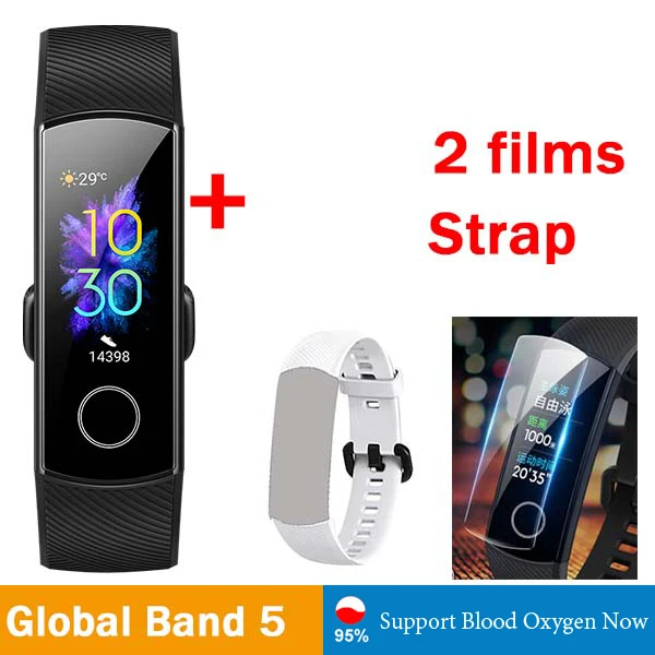 Умный Браслет huawei Honor Band 5, 4, 0,95 дюйма, трекер, умный OLED, для плавания, водонепроницаемый, Bluetooth, фитнес-трекер, сенсорный экран - Цвет: G band5 n 2f n white