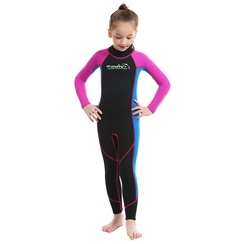 2.5MM Children One Piece Long Sleeve Diving Wetsuit Kids Boys Girl Swimming Suit 