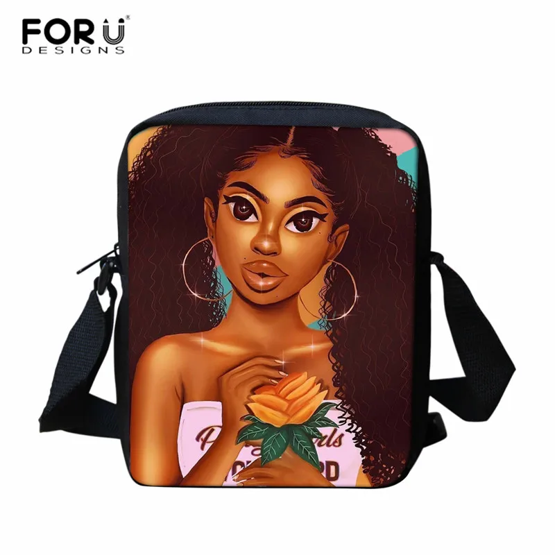FORUDESIGNS Cross сумка для девочек африканская темнокожая девушка печать детская сумка-почтальон мини афро леди женская маленькая через плечо сумки Bolso - Цвет: Z5125E