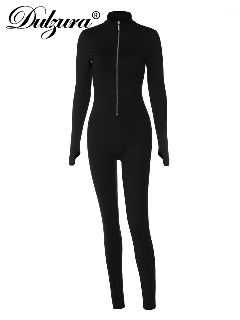 2021 Solid Black/gray Long Sleeve Skiing Jumpsuit Women Elastic