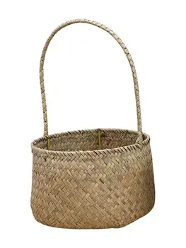 

Flower Basket Primary Color Handwoven Natural Seagrass Multipurpose Basket For Storage Laundry Planter Home Organizer
