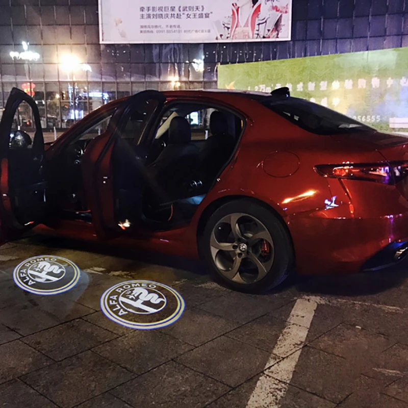 Светодиодный светильник для двери автомобиля Alfa Romeo с логотипом Giulia Giulietta Mito Stelvio Brera 147 156 159