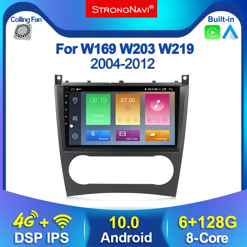 Автомагнитола 2 DIN Android 10 0 6 + 128G IPS DSP GPS для Mercedes/Benz W203 W209 W219 A-Class A160 C-Class C180 C200 CLK200 |