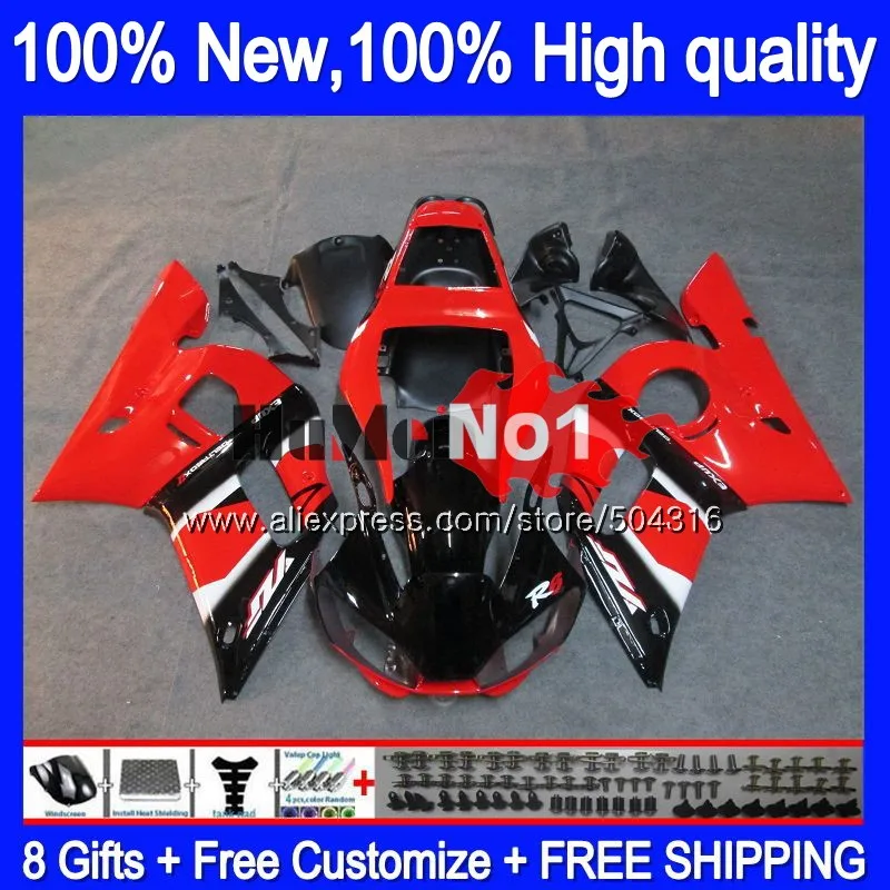 R 6 для YAMAHA YZF R6 YZF600 YZF 600 YZF-600 4MC. 0 YZF-R6 1998 1999 2000 2001 2002 YZFR6 98 99 00 01 02 Обтекатели фабрики "Красный blk