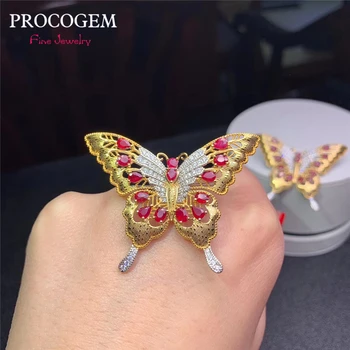 شراءProcogem الطبيعية روبي العقيق قلادة القلائد الجميلة مجوهرات للنساء الأحجار الكريمة الحقيقية 925 فضة مع شهادة #774