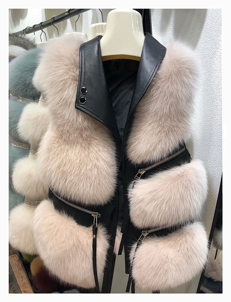 Whole Hide Fox Fur Vest Women's Short Style Thin