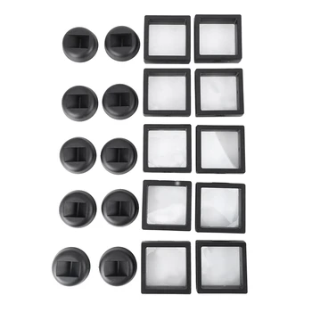 

Coin Display Box - Set of 10 3D Floating Frame Display Holder with Stands for Challenge Coins, AA Medallions, Jewelry, Black, 2.