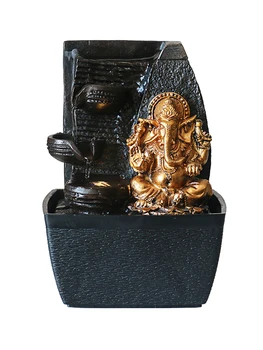 

Lucky Fortune Elephant God Ganesha Desktop Waterfall Fountain Peaceful Flowing Water Sound Office & Home Decorations Humidifier