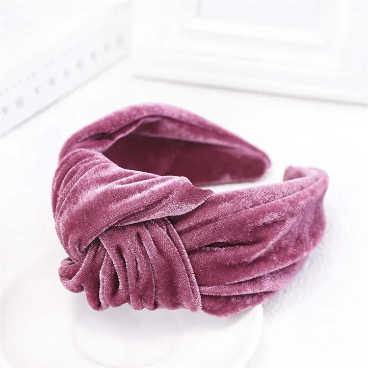 Free shipping fashion ins velvet knot women hairbands girl's headbands lady's headwear hair accessories - Цвет: Fuchsia