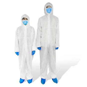 

Protective Suit Breathable Protective Coverall Hazmat Suits Against Pesticides Splash Disposable Coveralls with Hood Shoes