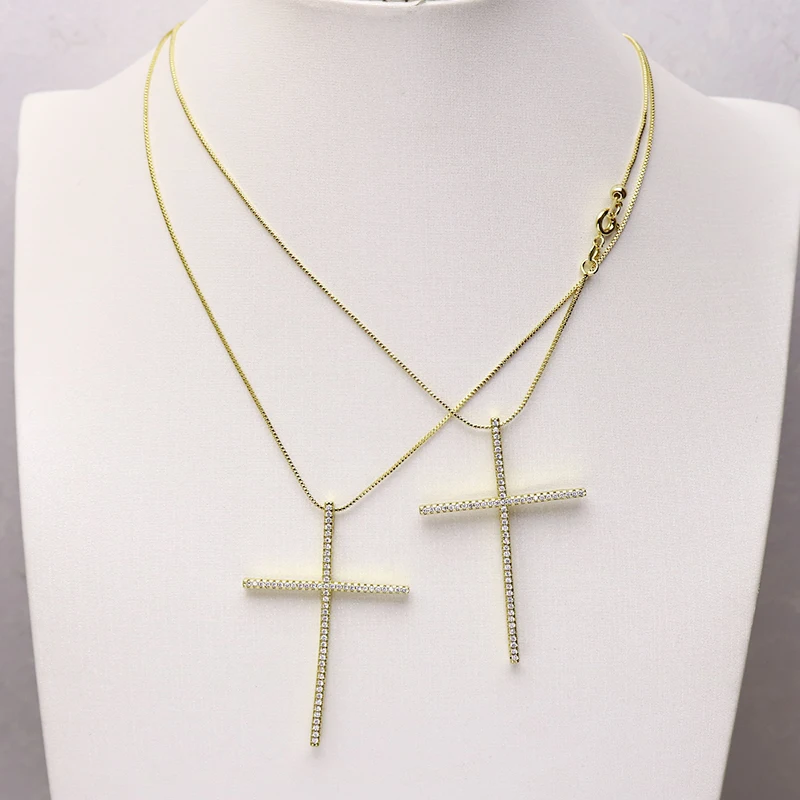 Tiny Cross Necklace Women Pendant Necklace Cross Zircon Zirconia
