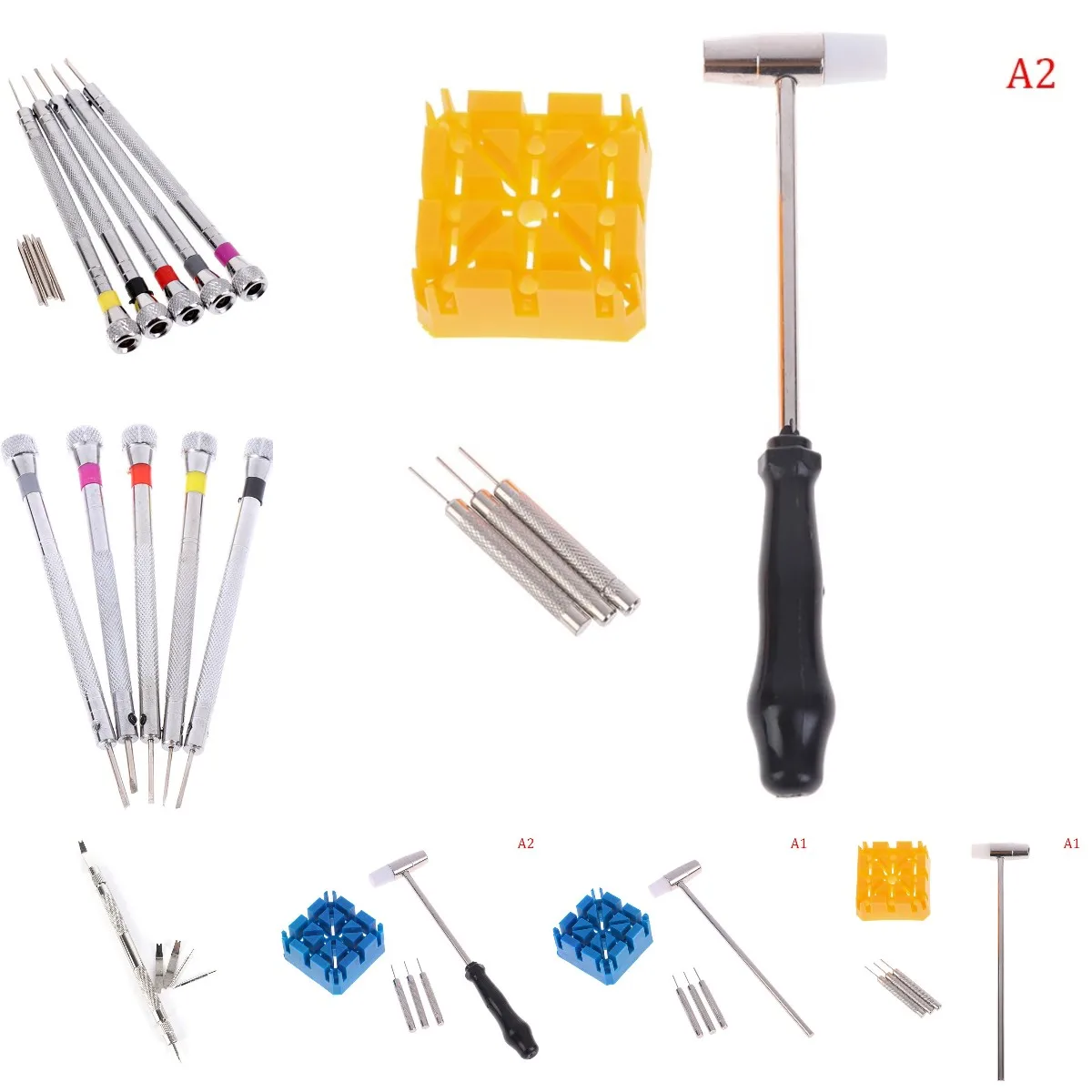 5 unids/set banda de reloj de pulsera enlace removedor de la reparación de martillo golpe pines Correa Kit reloj medidor Accesorios de reparación herramientas