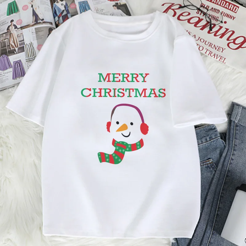 Модный Пижамный костюм с надписью «My Christmas» с милым оленем, женская футболка в стиле Харадзюку, повседневный Белый Топ, женская футболка