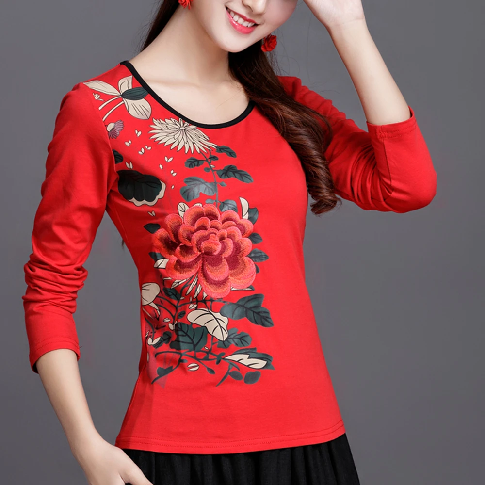 Летняя женская футболка с вышивкой, повседневный женский топ с круглым вырезом, хлопковая футболка, женская брендовая одежда, футболка с коротким рукавом, 5XL - Цвет: SYX199 Red