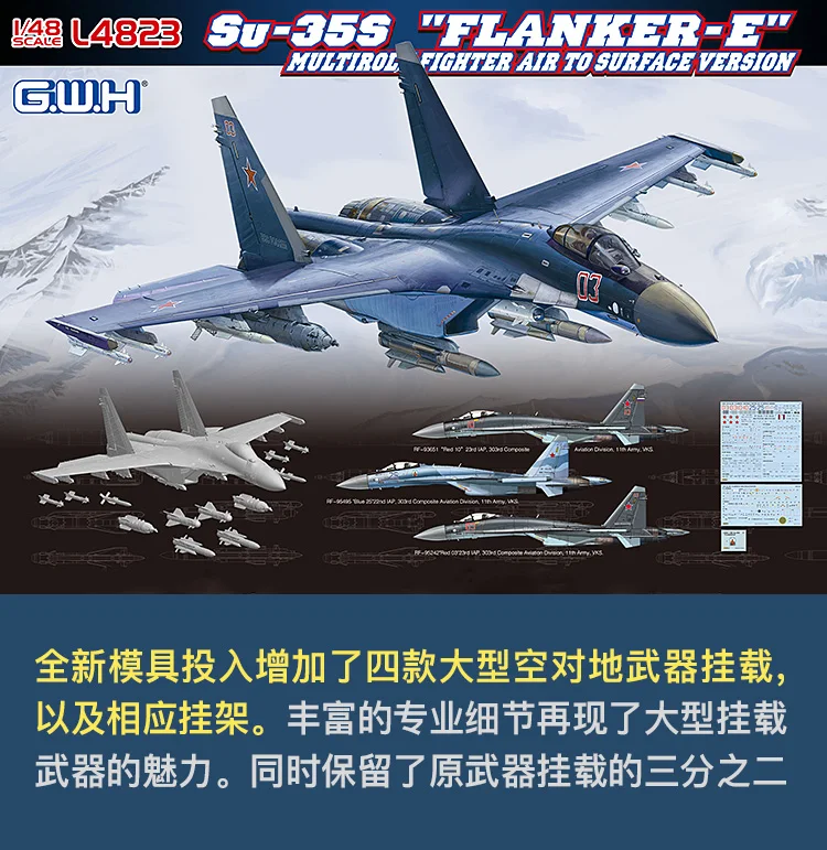 Great Wall Hobby L4823 1/48 русский Su-35S "Flanker-E" Multirole Fighter Air To Surface Version-Scale набор моделей