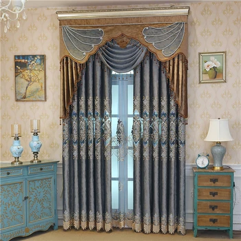 

Europe openwork embroidered velvet fabric curtains for living room high quality elegant Voile Curtain for bedroom hotel kitchen