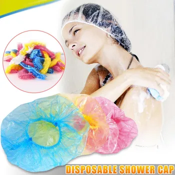 

100pc Disposable shower cap strip plastic shower cap disposable hair bath wrinkle elastic shower cap шапочка для душа 6*