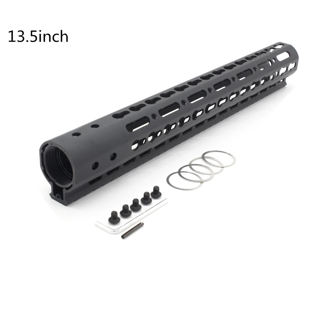 13,5 дюйма Длина Сверхлегкий KeyMod поплавковая система крепления Handguard рейка с бочковой гайкой черный/красный/коричневый/серый - Цвет: Black Aluminum nut