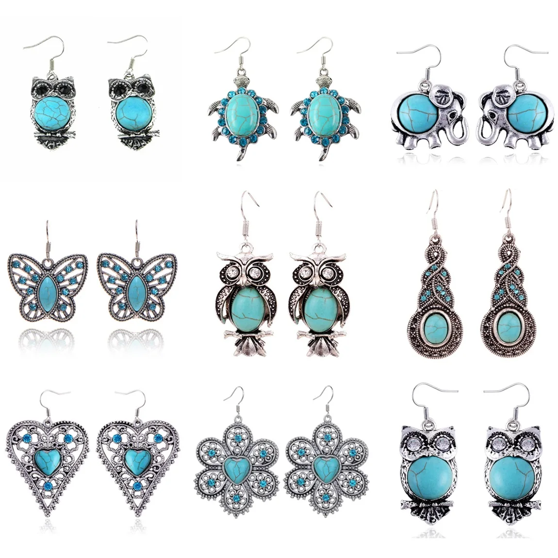 Винтажные милые серьги серебряного цвета в античном стиле с тыквой синими