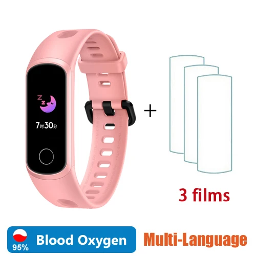 band5i pink n film Браслет Honor Band 5i, умный браслет, зарядка через usb, мониторинг крови и кислорода, спортивный фитнес-браслет, бегущий Tracke - Цвет: band5i pink n film