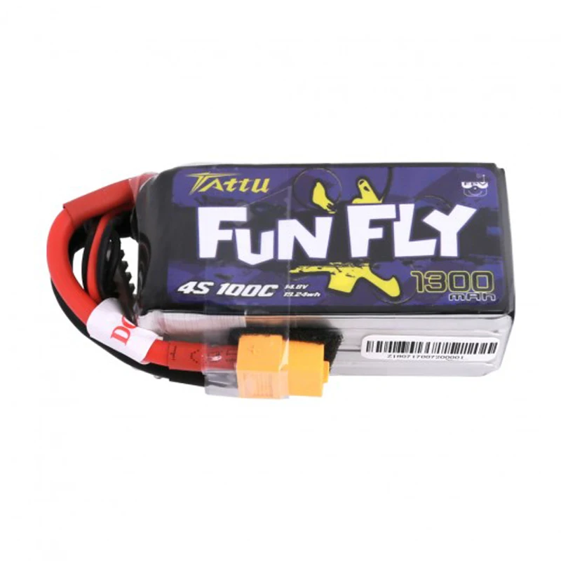 4 шт. Tattu Funfly 1300mAh 14,8 V 100C 4S1P Lipo аккумулятор с разъемом XT60 для радиоуправляемого дрона FPV Racing