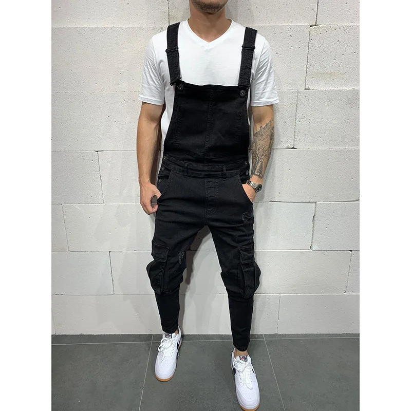 A977Black Мужские джинсовые комбинезоны Carpenter, повседневные штаны, мужской модный комбинезон в стиле хип-хоп, уличная мода для бега - Цвет: A977Black