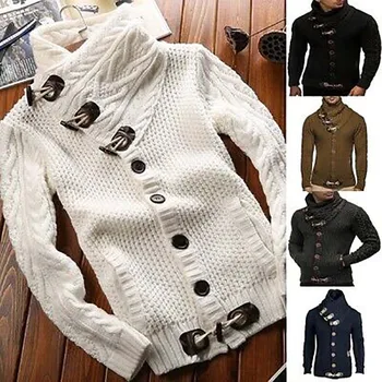 

Coat Warm Knitted Tops Silm Outwear Fit Sweater Men Cardigan Turtleneck Winter