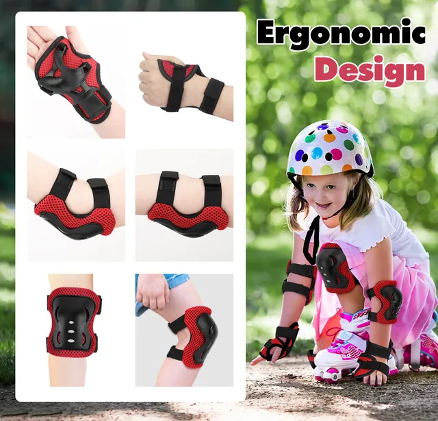 6 in 1 Skating Cycling Roller Skating Protection Set Kids Knee Elbow Wrist Protective Pads Sport Protective Gear for Boy Girl 1