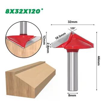 

8mm Shank V Groove 3D Router Bits CNC Solid Carbide End Mill 90 120 150 Degree W