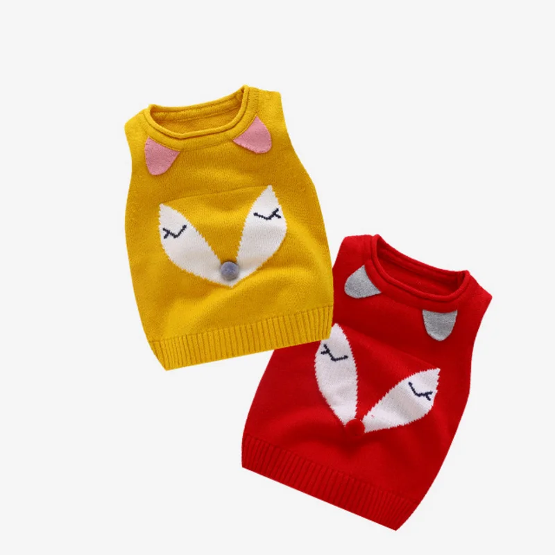 Infants Sweet Cartoon Vest Waistcoat Infant Knitted Vest Newborn Sleeveless Tops Baby Kids Comfortable Cotton Outerwear AA60779