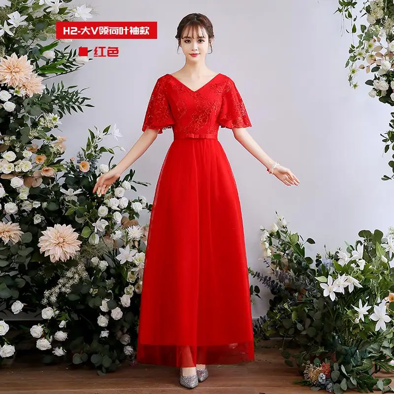 Красное элегантное кружевное платье с вырезами, Vestido Madrinha, кружевные Длинные свадебные платья, сексуальное шифоновое платье для свадьбы, Vestidos de festa - Цвет: H2 red
