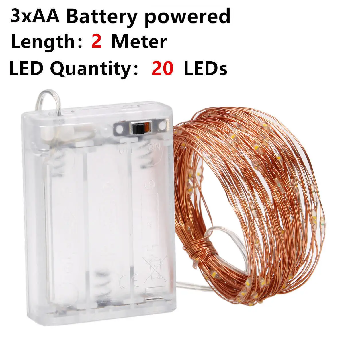 2M AA No Battery Сказочный светодиодный светильник s 10 светодиодный/M 10M 5M 2M 3XAA на батарейках светодиодный светильник для праздничной гирлянды вечерние, свадебные, рождественские украшения - Испускаемый цвет: 2M AA No Battery