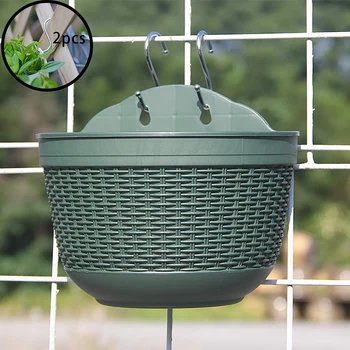 

Wall Hanging 1*Flower Pot+2*Hooks Garden Fence Planter Decor With drainage hole