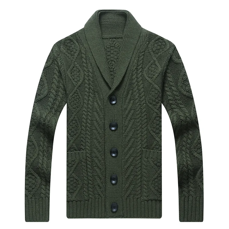 Осенний мужской вязаный свитер с v-образным вырезом, пальто, бренд, модный Свободный кардиган на пуговицах, теплый качественный шерстяной мужской свитер для зимы