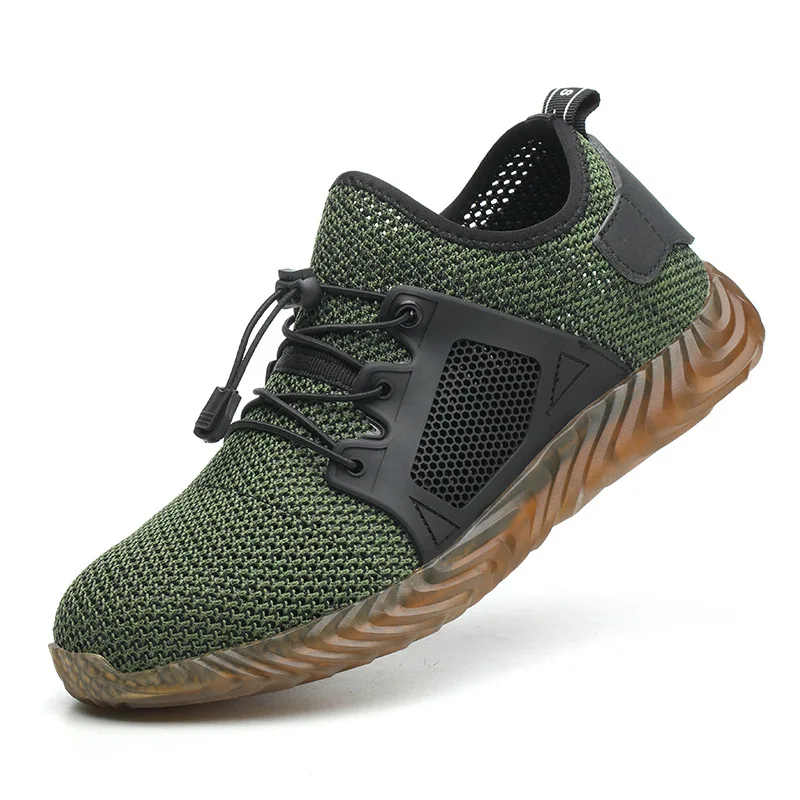 Mesh green Новая выставка, Рабочая обувь, уличные модные тапки; Рабочая обувь Сталь носок Кепки ботинки защитные Для мужчин дышащая Рабочая безопасная обувь; большие размеры 36-48 - Цвет: Mesh green