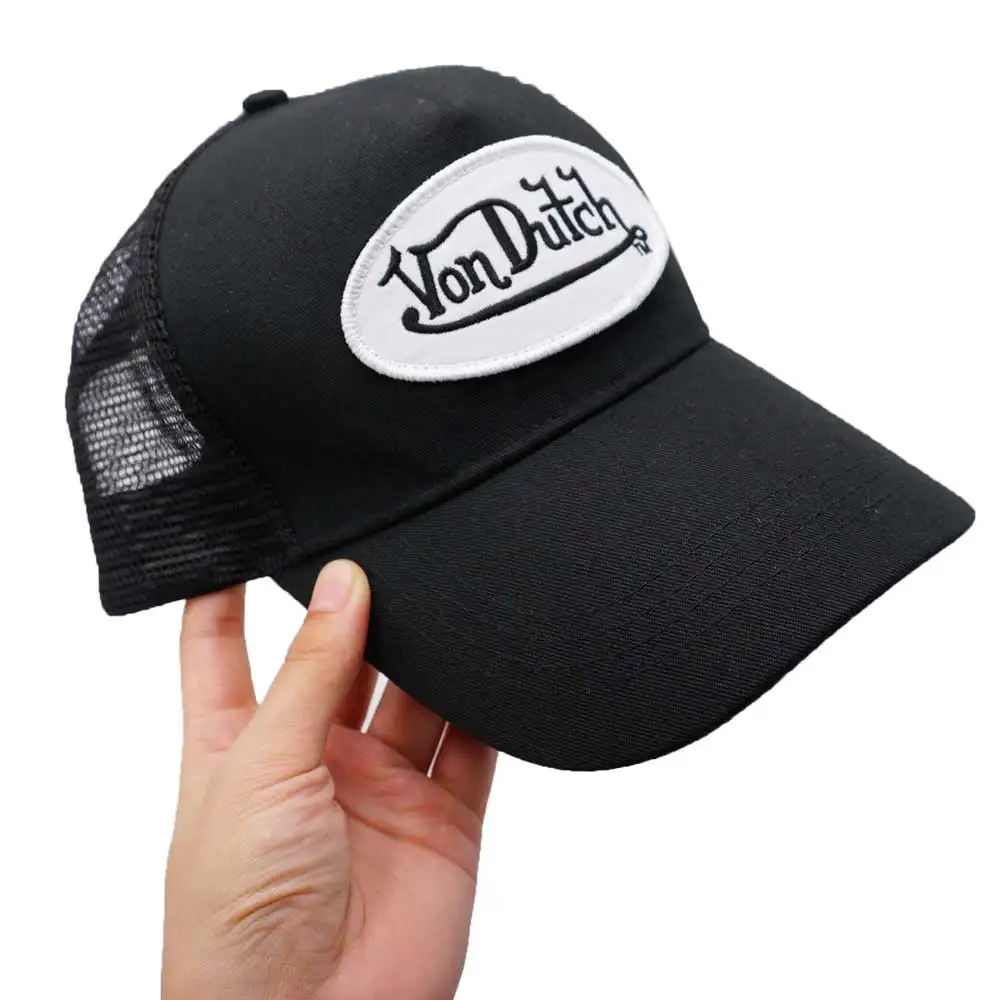 Logo Embroidery Patch Vintage Mesh Solid Foam Trucker Cap by Von Dutch