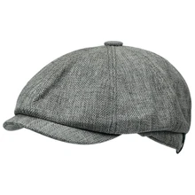 

Retro men's beret flax newsboy hat visor Ivy hat Men's cap British leisure trucker hat Summer breathable beret