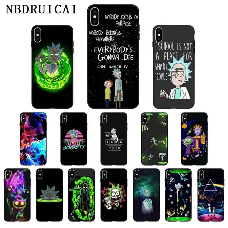 

NBDRUICAI Anime Rick and Morty Cartoon Anime Silicone Phone Case for iPhone 11 pro XS MAX 8 7 6 6S Plus X 5 5S SE XR case