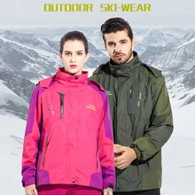 Одежда для альпинизма на открытом воздухе, Женская водонепроницаемая ветрозащитная зимняя одежда для рыбалки, верховой езды, толстая Лыжная одежда для пар, три в одном, для мужчин