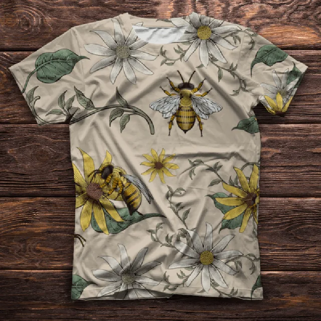 Women Short Sleeve 3D Animal Print T Shirt New Summer Casual Loose Cute Bee Tshirts Fashion Female Tees Top Plus Size S-4XL A0545-6