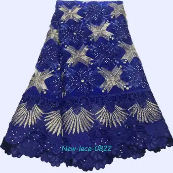 

New African Lace Fabric Embroidered Nigerian Guipure for Wedding High Quality 2019 French Tulle Lace Fabric with Beads 01