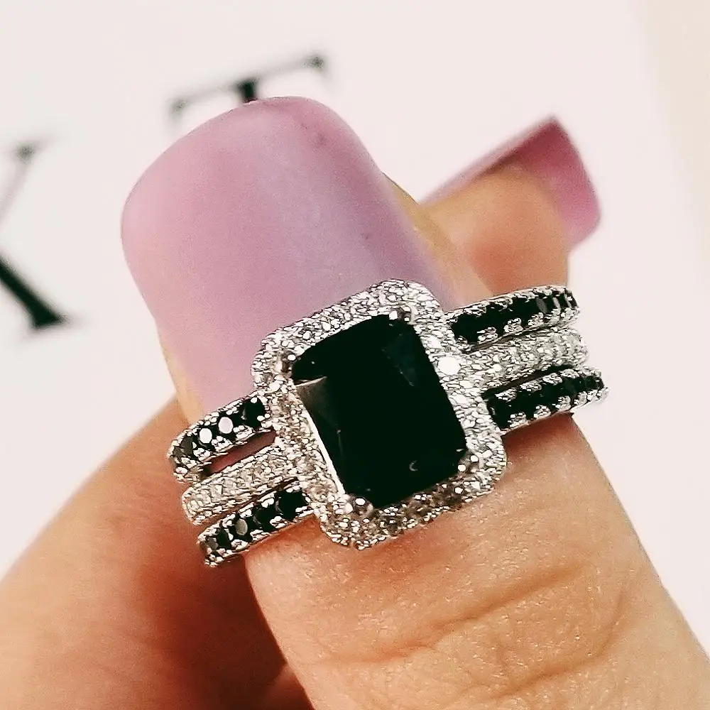 Набор обручальных колец 3 в 1, обручальное кольцо для женщин, обручальное свадебное модное ювелирное изделие на палец moonso R1997x