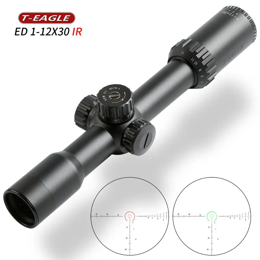 

2019 hot TEAGLE 1-12x30 IR Shooting Hunting Riflescope optical sight Illuminated R&G Rifle Scope fit 30-06 308 AR15