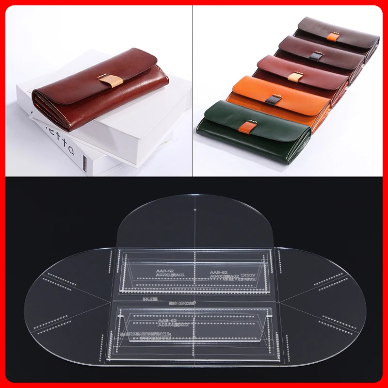 

1 set Women's handbag, grab bag, pattern drawing, lattice DIY manual leather goods, long wallet, acrylic template