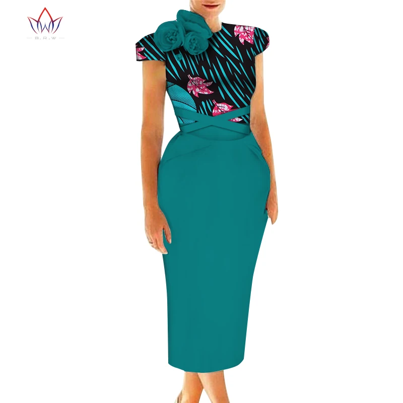 Vestidos африканские женские платья 2019 Новая мода 3 роза на плече африканская одежда Дашики Плюс Размер Сексуальные вечерние платья WY5239